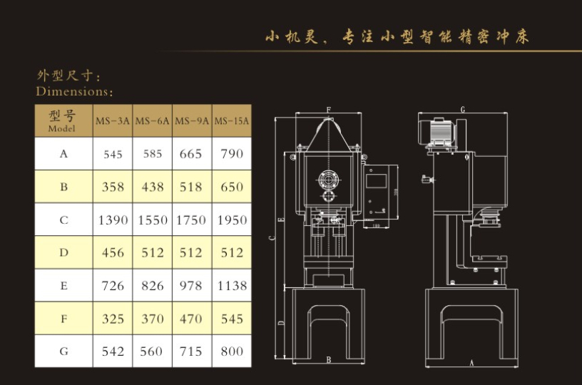 小型氣動沖床外型尺寸圖